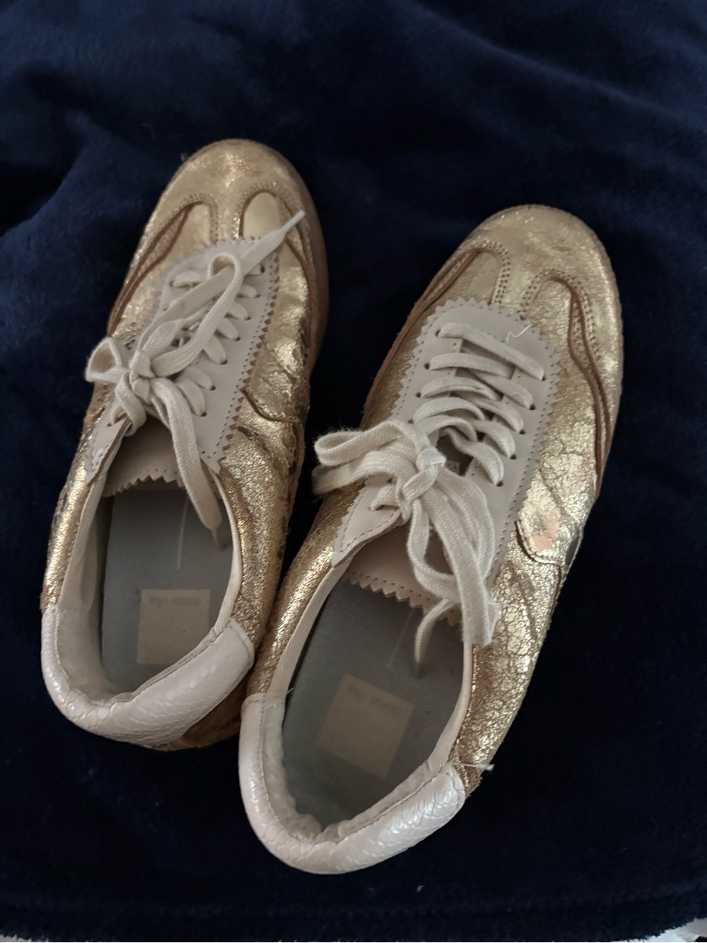 Dolce Vita Metallic Gold Lace-Up Women's Sneakers